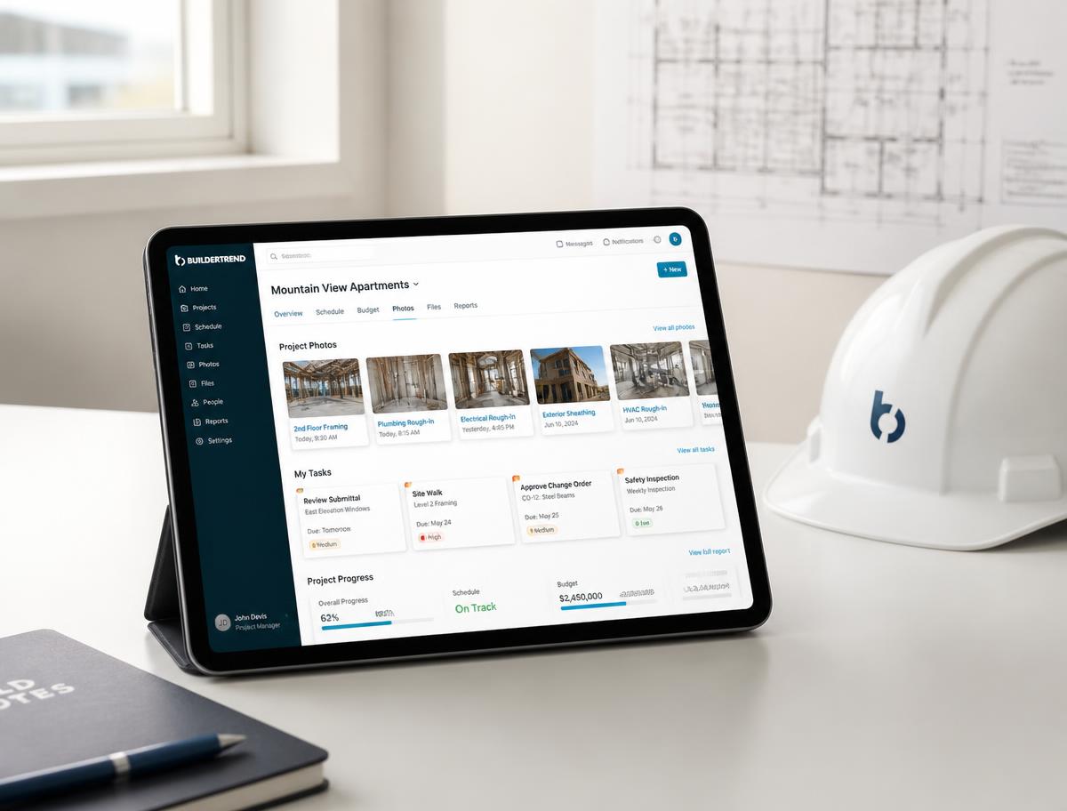 Tablet showing an organized project dashboard